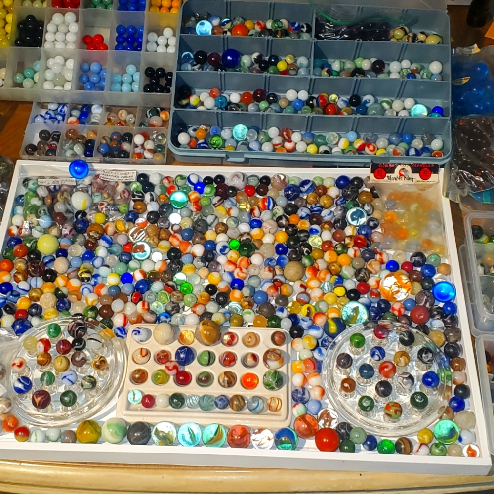 HUGE MARBLES COLLECTION 34LBs GERMAN CAC AKRO PELTIER JABO MARBLE KING DISPLAYS